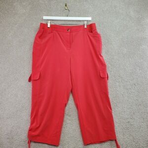 Zenergy by Chico's Cropped Cargo Pants Womens 2 (L) Coral Red Stretch High Rise
